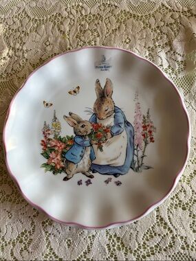 Beatrix Potter Peter Rabbit Decorative Plate with Pink Rim